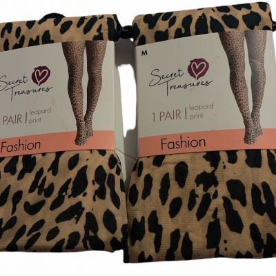 Secret Treasures Women Tights Leopard Set Of 2 Size Medium